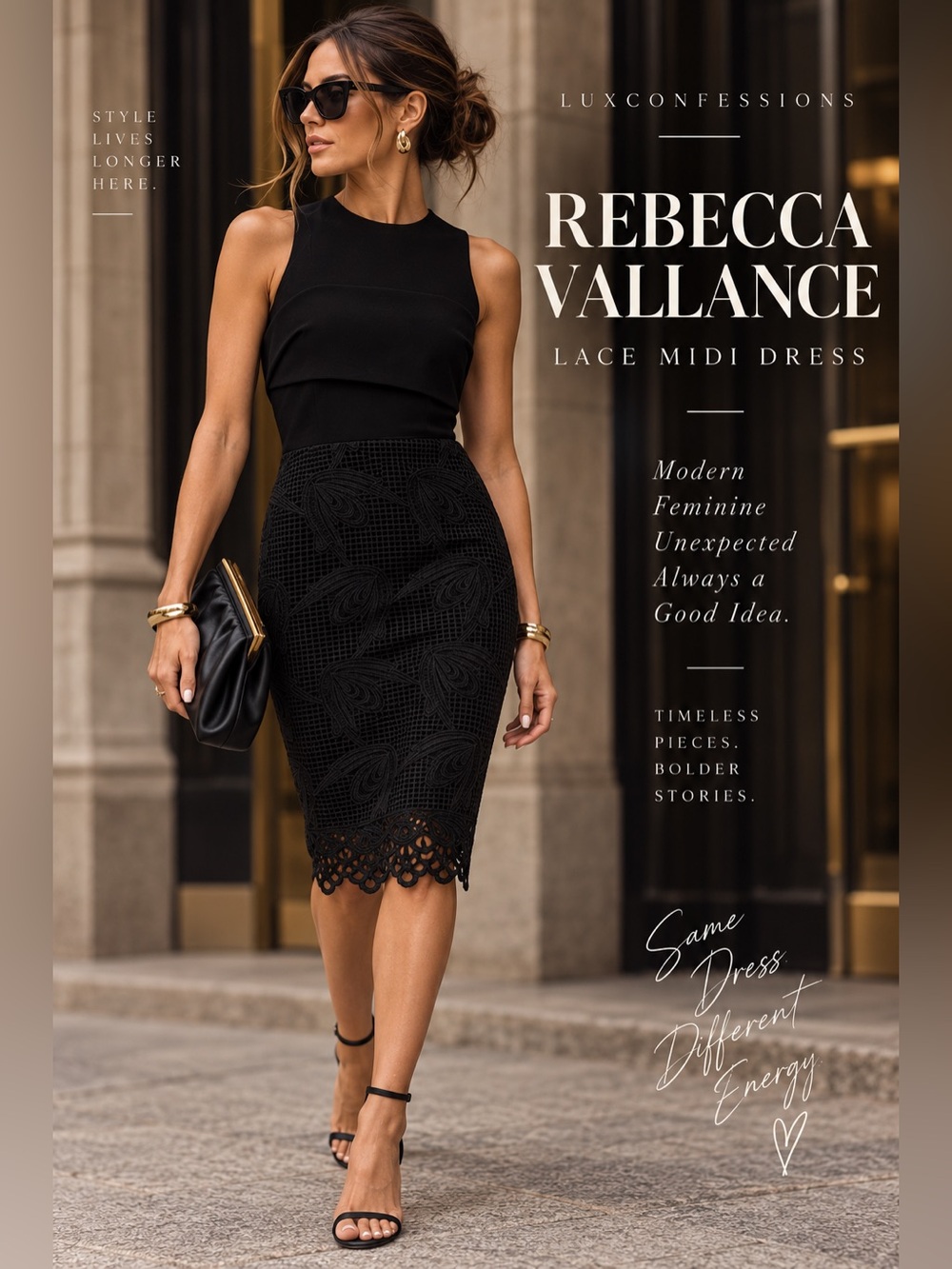 Rebecca Vallance Black Embroidered Lace Scallop Midi Dress US 4/UK 8